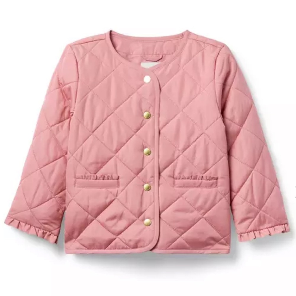 Janie and Jack Pink Quilted Jacket with Gold Buttons